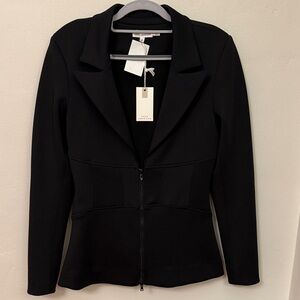 Good American Black Stretch Women's Flattering Zip Blazer
